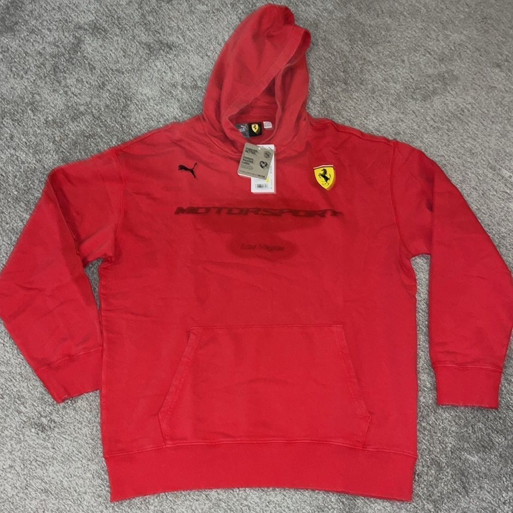 NEW Scuderia Ferrari Racing Cotton Recycled Hooded Sweatshirt M NWT Oversized